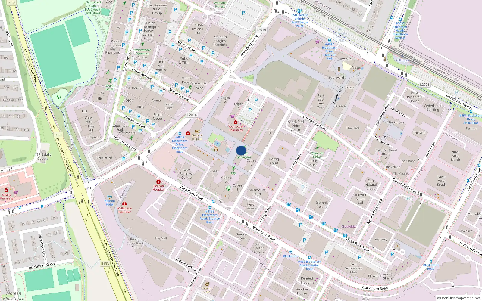 Overhead map showing the location of Apartment 7 Cubes 5, Beacon South Quarter, Sandyford