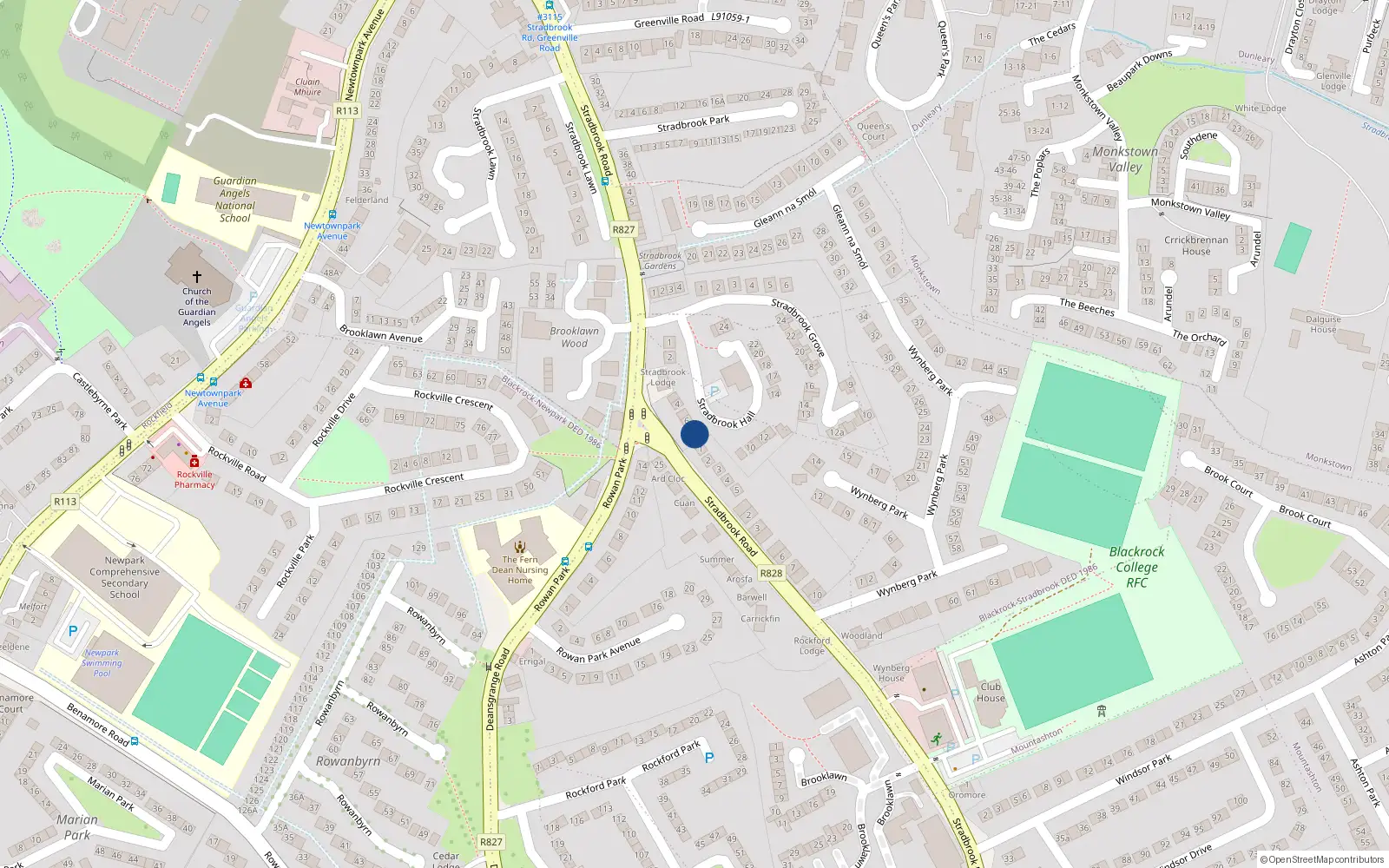 Overhead map showing the location of Apartment 7, 7 Stradbrook Hall, Blackrock