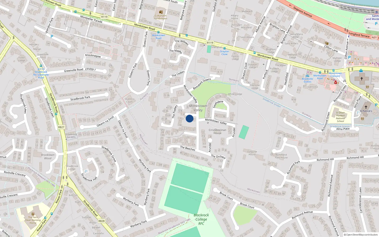 Overhead map showing the location of Apartment 7 the Beeches, Elmfield, 7 The Beeches, Leopardstown