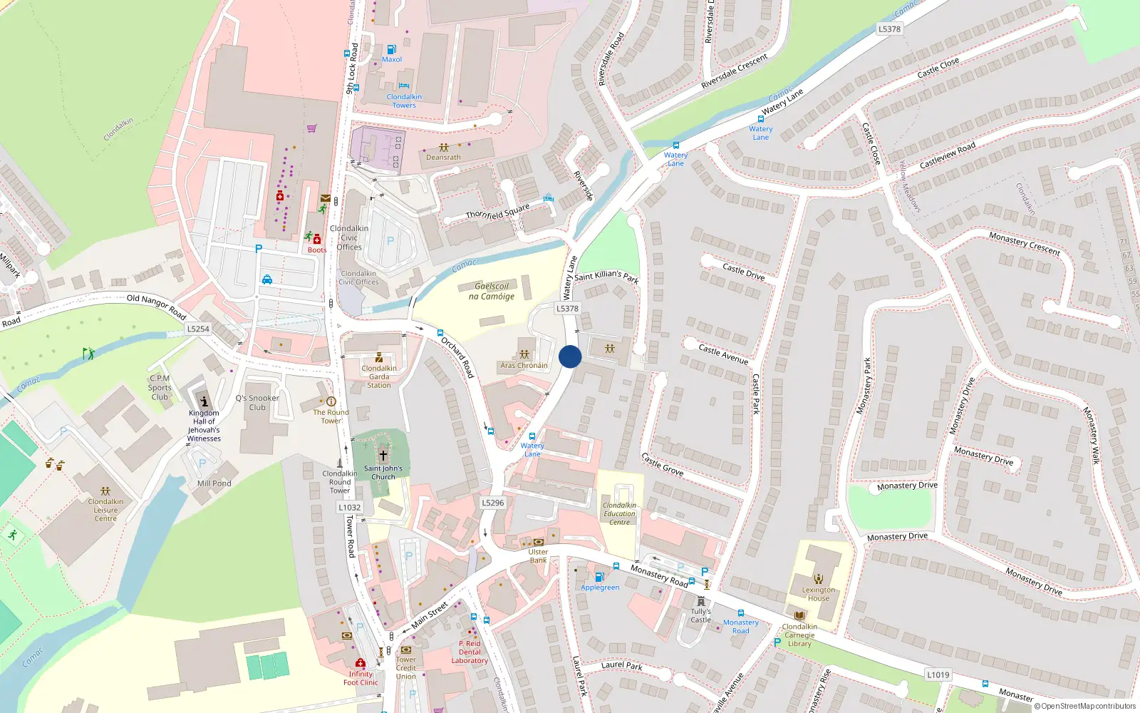 Overhead map showing the location of Apartment 7 Watery Lane, Aras na Cluaine, 7 Watery Lane, Clondalkin