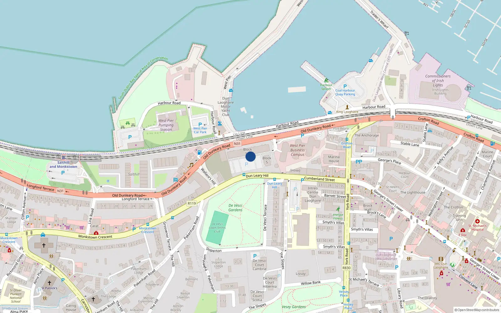 Overhead map showing the location of Apartment 70 Clearwater Cove, Dun Laoghaire, 70 Clearwater Cove, Dublin