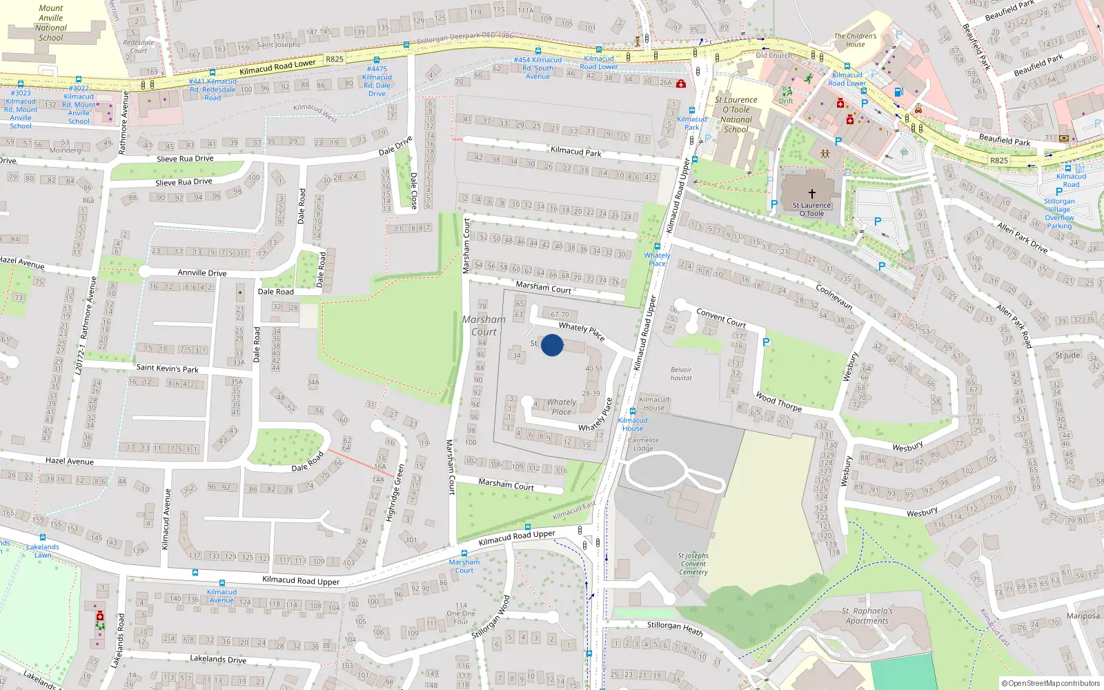 Overhead map showing the location of Apartment 77 Neptune Block, Honeypark, Dun-Laoghaire