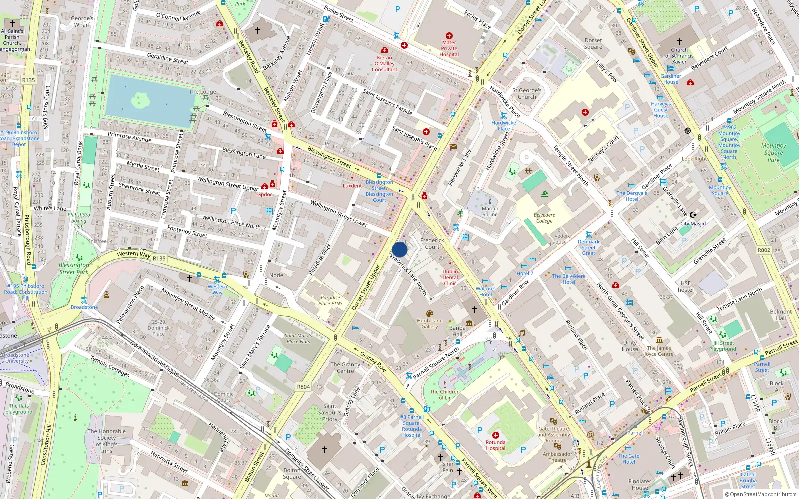 Overhead map showing the location of Apartment 8, 39/40 Dorset Street Upper, Dublin 1