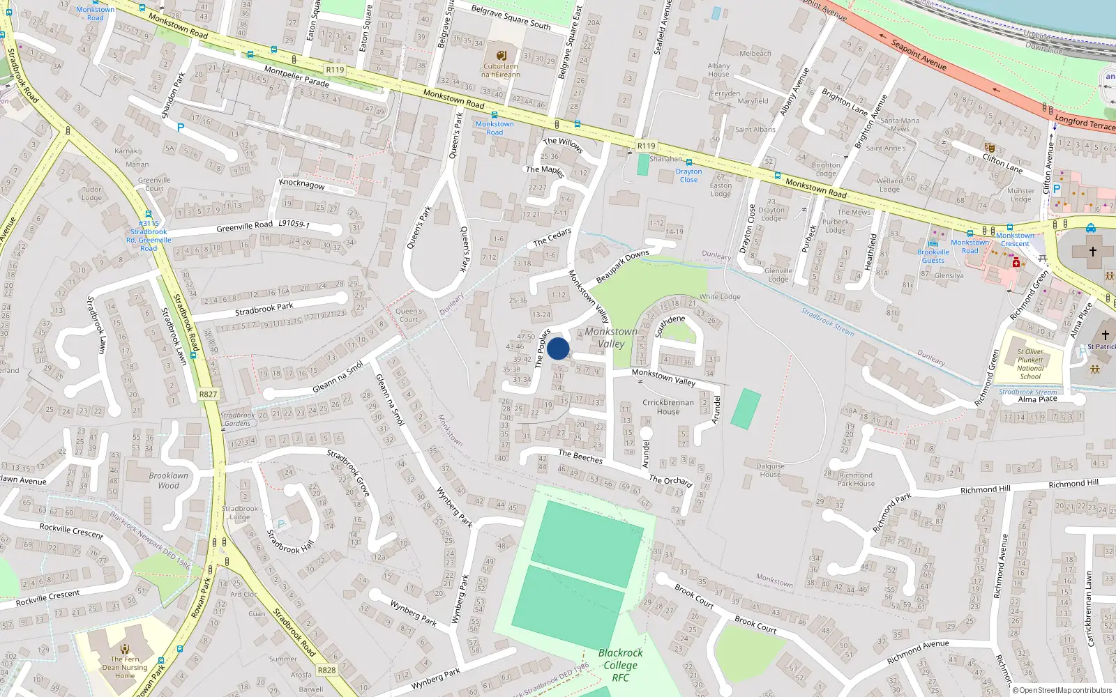 Overhead map showing the location of Apartment 8 Neptune Block, Honeypark, Dun Laoghaire