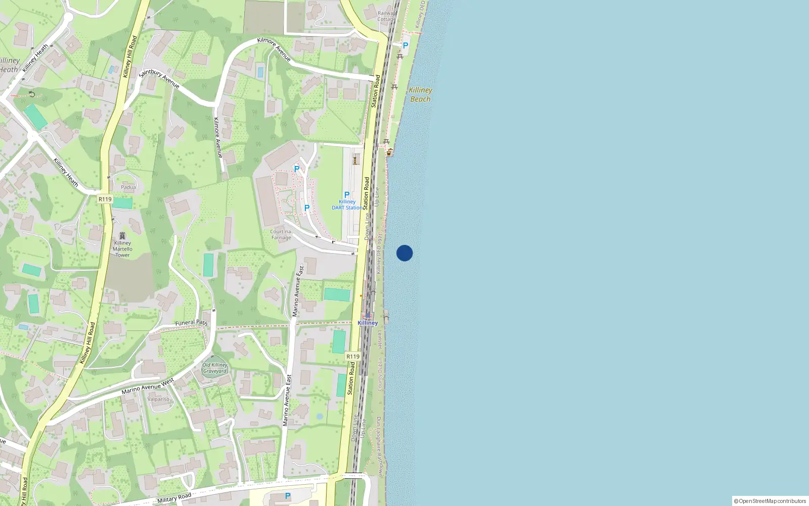 Overhead map showing the location of Apartment 8 the Court, Killiney Bay, Killiney