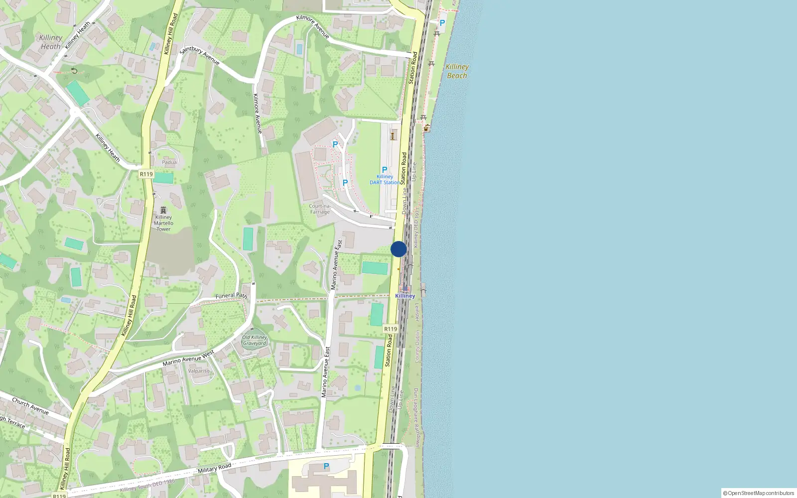 Overhead map showing the location of Apartment 8 the Court, Station Road, Killiney