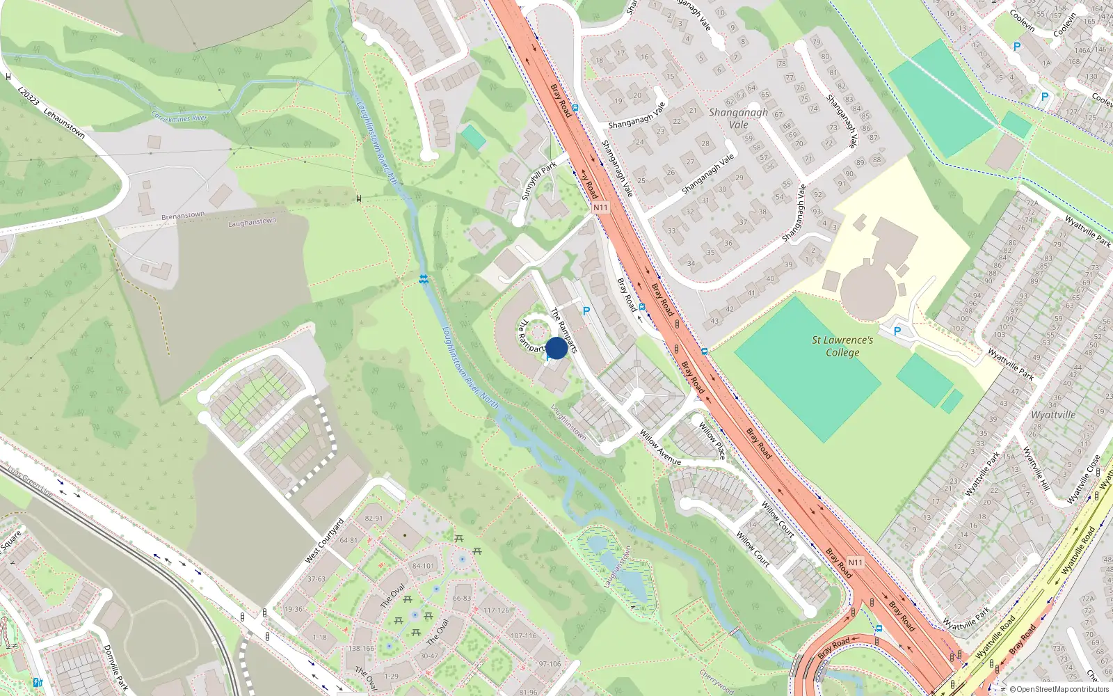 Overhead map showing the location of Apartment 81, The Ramparts, Loughlinstown