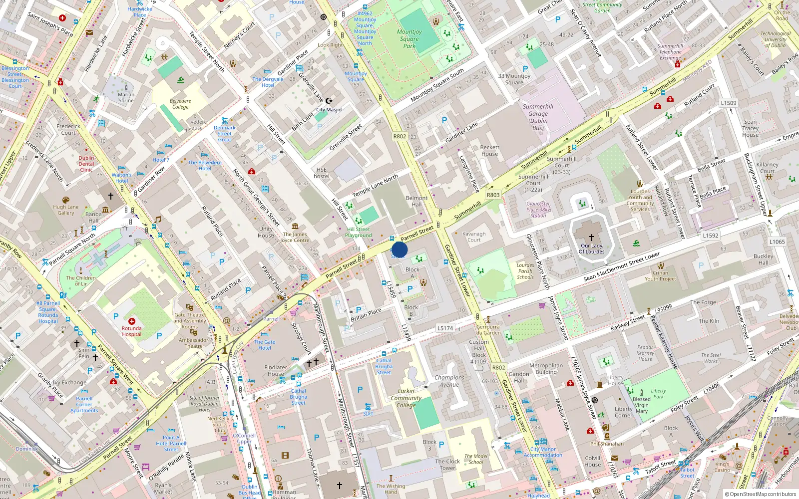 Overhead map showing the location of Apartment 84, 109 Parnell Street, Dublin 1