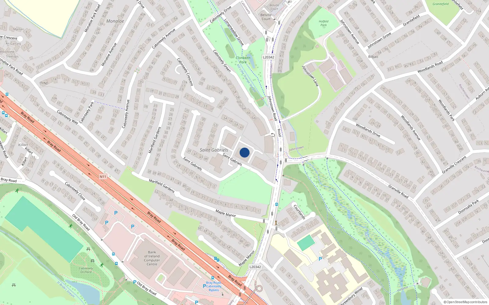 Overhead map showing the location of Apartment 84 Leona Block, Honeypark, Dun Laoghaire