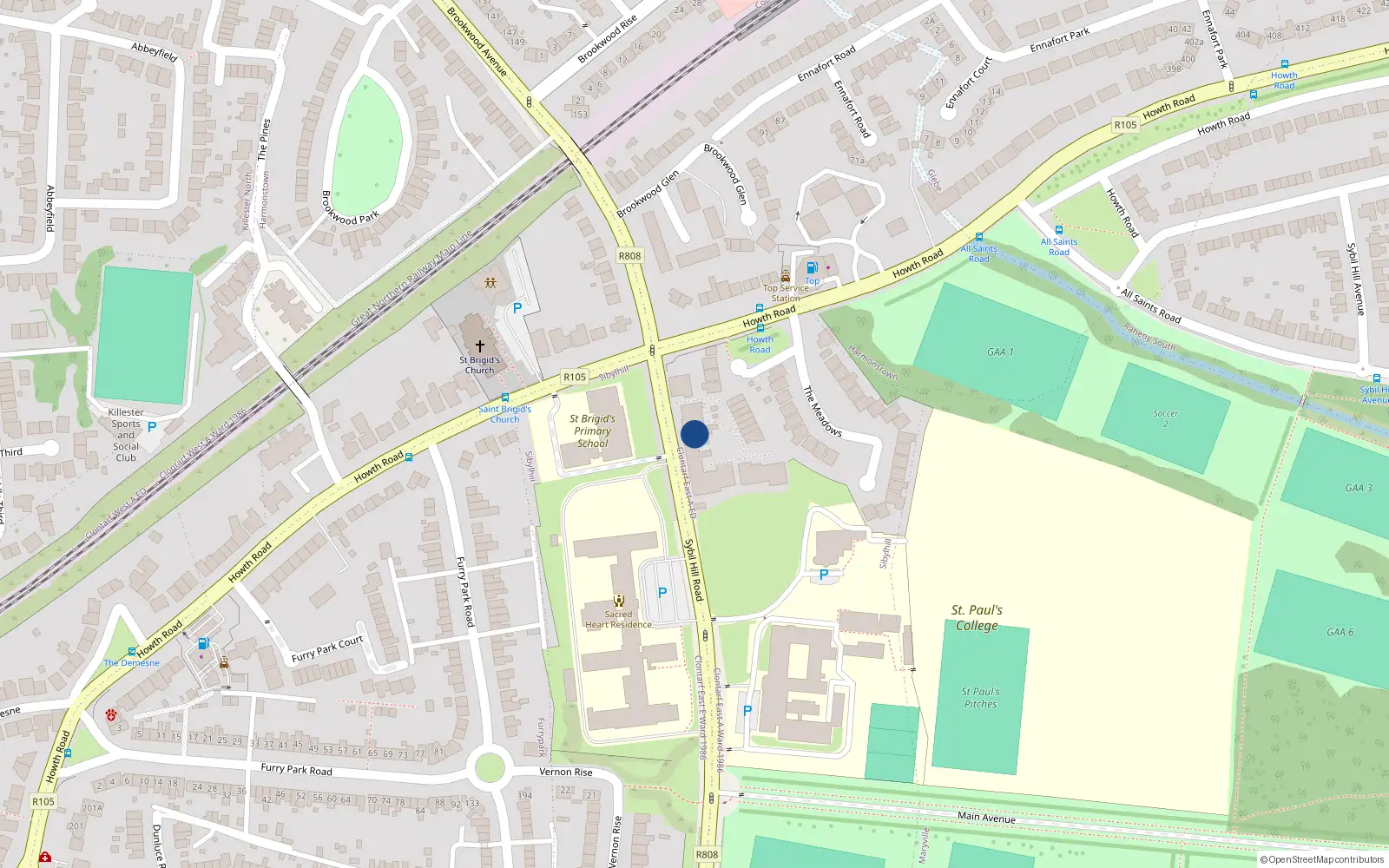 Overhead map showing the location of Apartment 9, Ardilaun Court, Sybill Hill Road