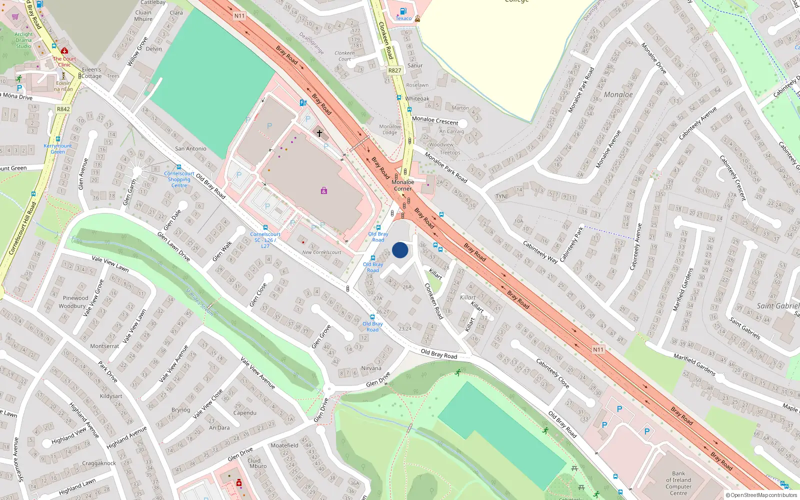 Overhead map showing the location of Apartment 9, Cornelscourt, Dublin