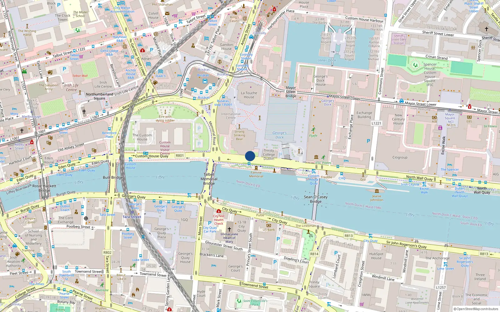 Overhead map showing the location of Apartment 9 Lagan House, Custom House Quay, Ifsc