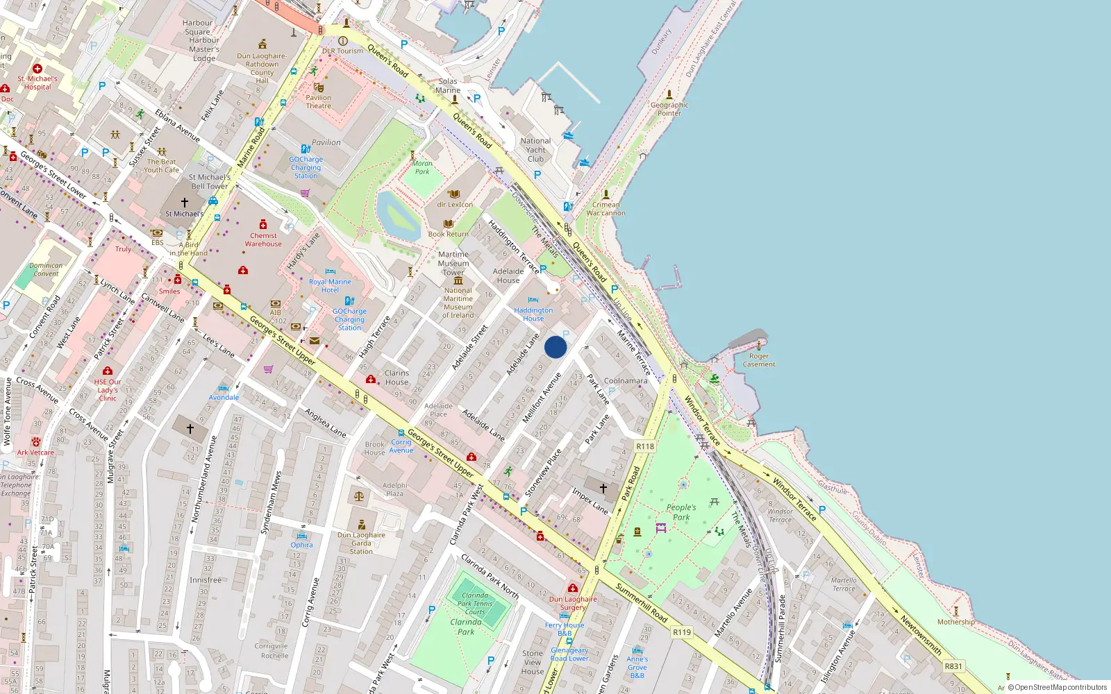 Overhead map showing the location of Apartment 9 Leona Block, Honeypark, Dun Laoghaire