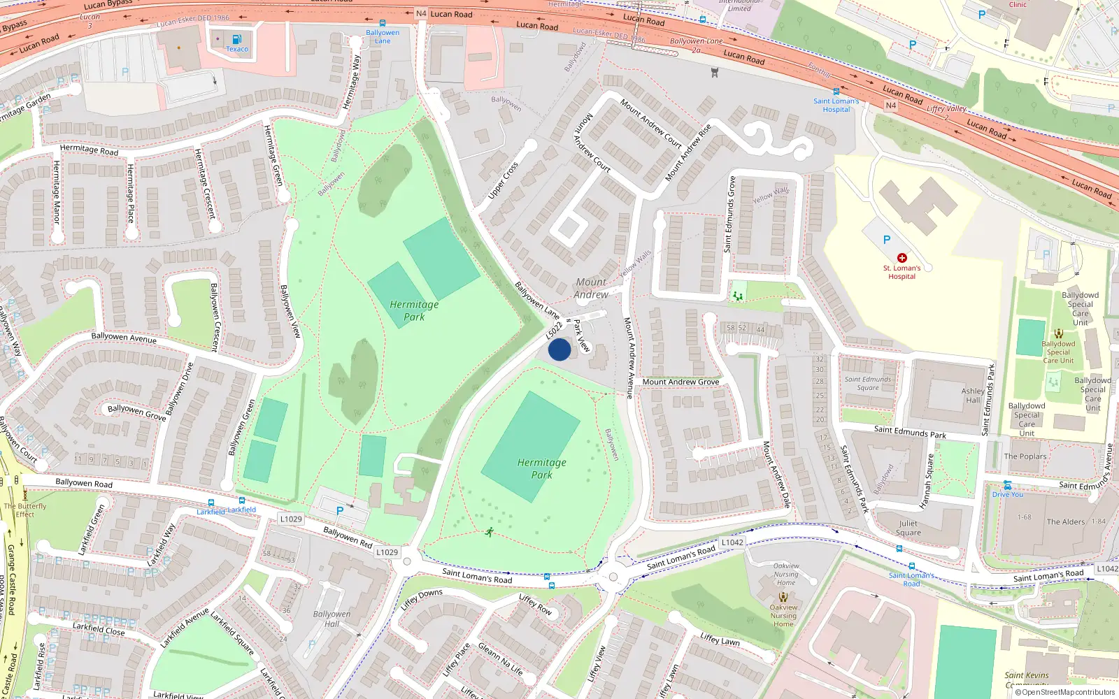 Overhead map showing the location of Apartment 9 Parkview, Lána Bhaile Eoghain, Lucan