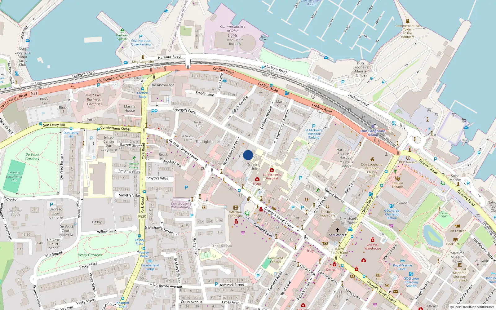 Overhead map showing the location of Apartment 9 the Crofton, 15/16 George's Place, Dun Laoghaire