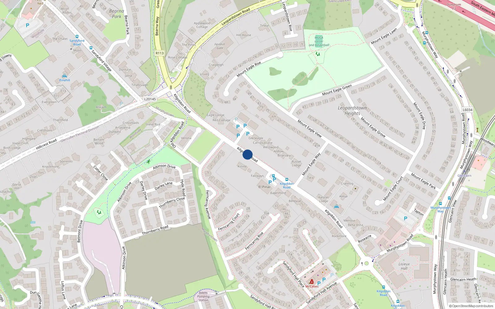 Overhead map showing the location of Apartment 9 Verona, Kilgobbin Road, Sandyford