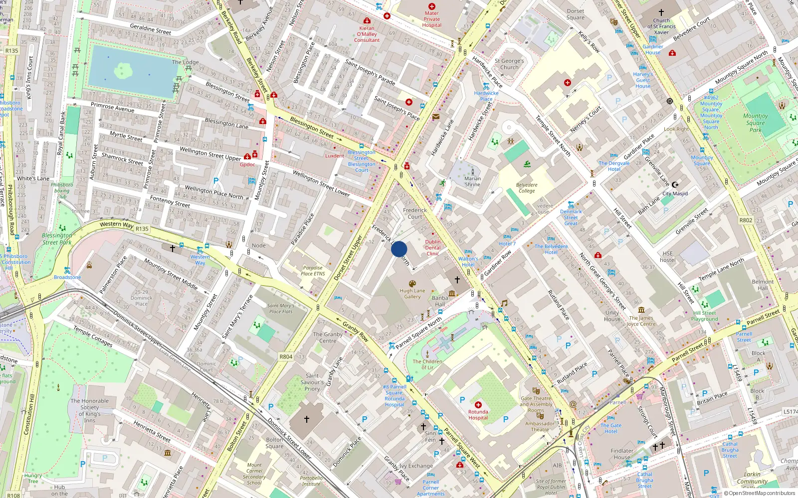Overhead map showing the location of Apartment L, Frederick Lane North, Dublin 1