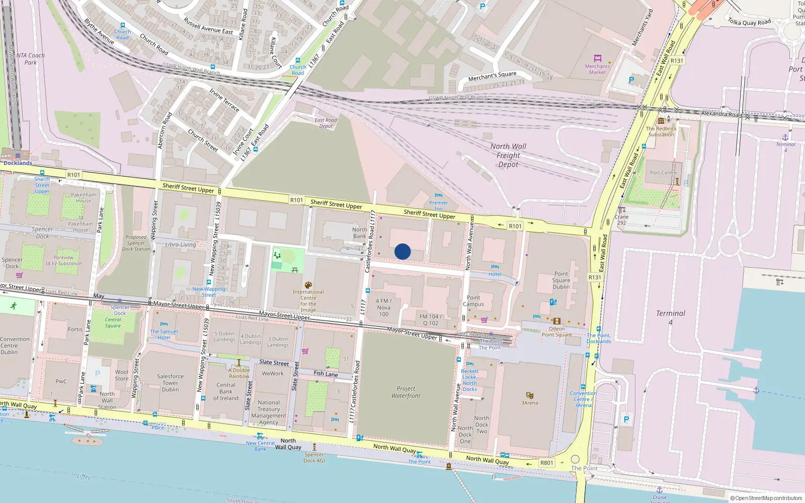 Overhead map showing the location of Apartment No 142, 142 Castleforbes Square, Dublin 1