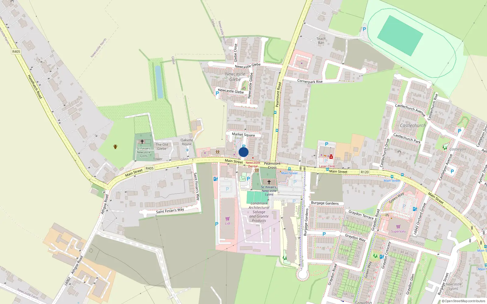 Overhead map showing the location of Apartment No. 3 Market Square, Newcastle, 3 Market Square, Newcastle North