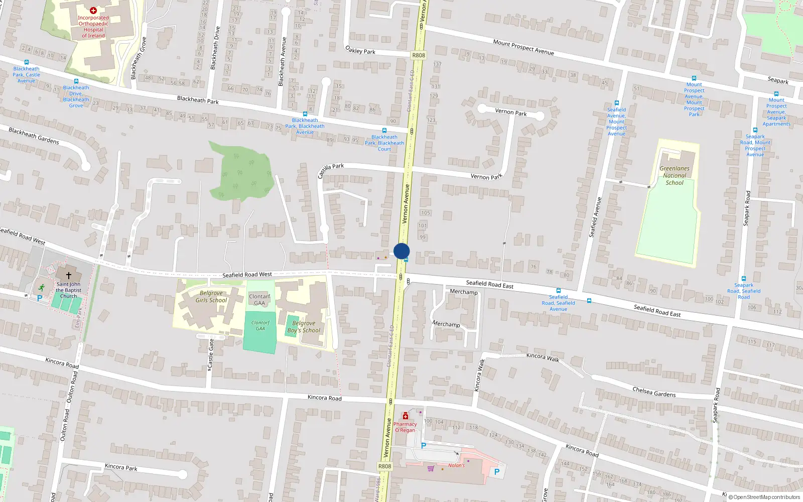 Overhead map showing the location of Apartment No. 3 Verville, Vernon Avenue, Clontarf