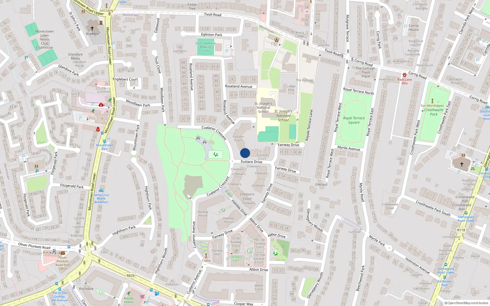 Overhead map showing the location of Apartment No. 30, Eustace Court, Cualanor