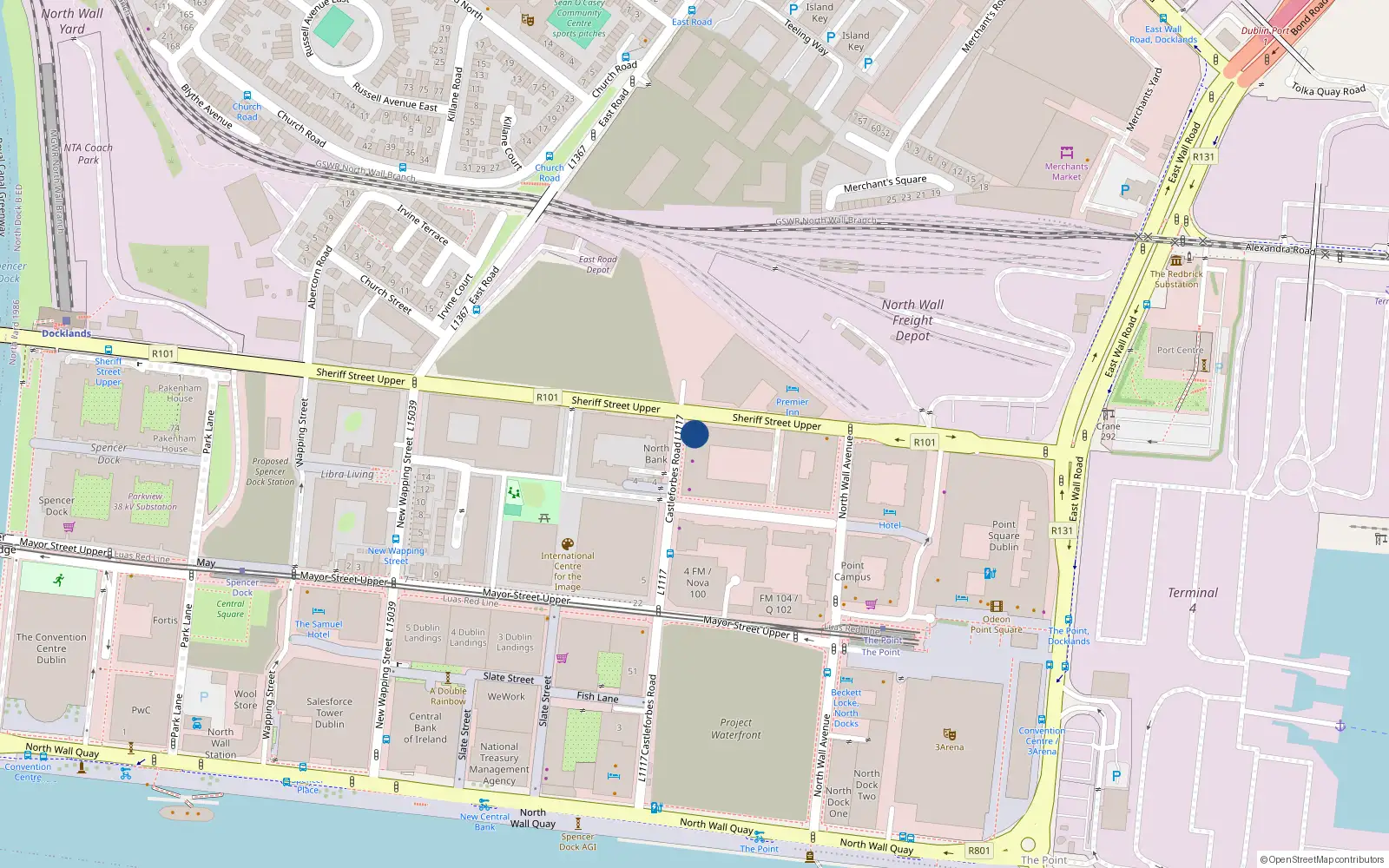 Overhead map showing the location of Apartment No 80, 80 Castleforbes Square, Dublin 1
