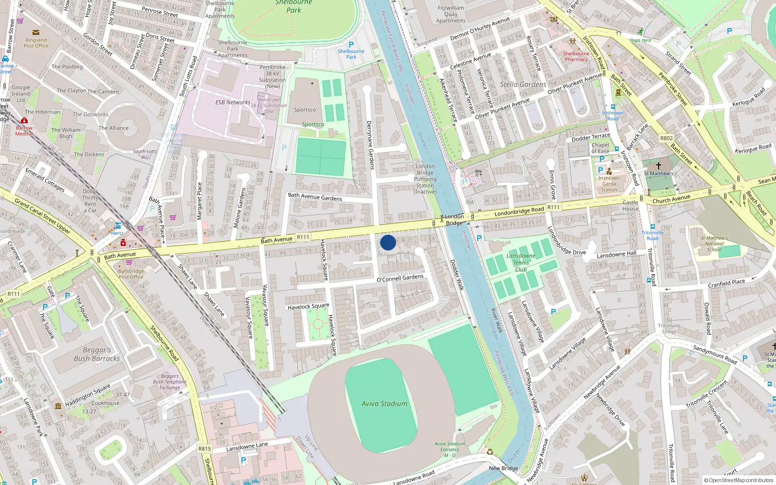 Overhead map showing the location of Apartment No. 9, Donnybrook Gardens, Donnybrook