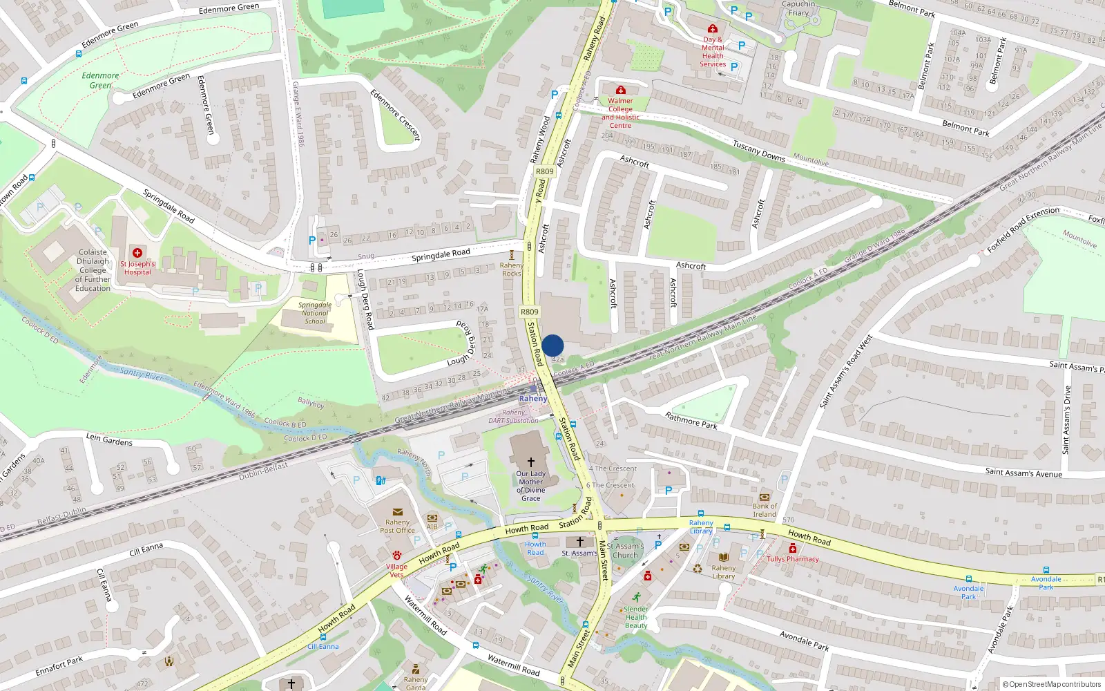 Overhead map showing the location of Apartment Number 81, 52 Station Road, Dublin 5