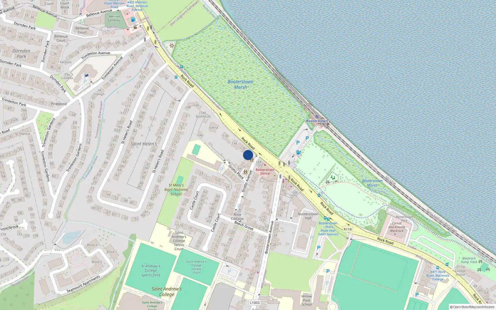 Overhead map showing the location of Apartment2 Booterstown Court, 126 Rock Road, Blackrock