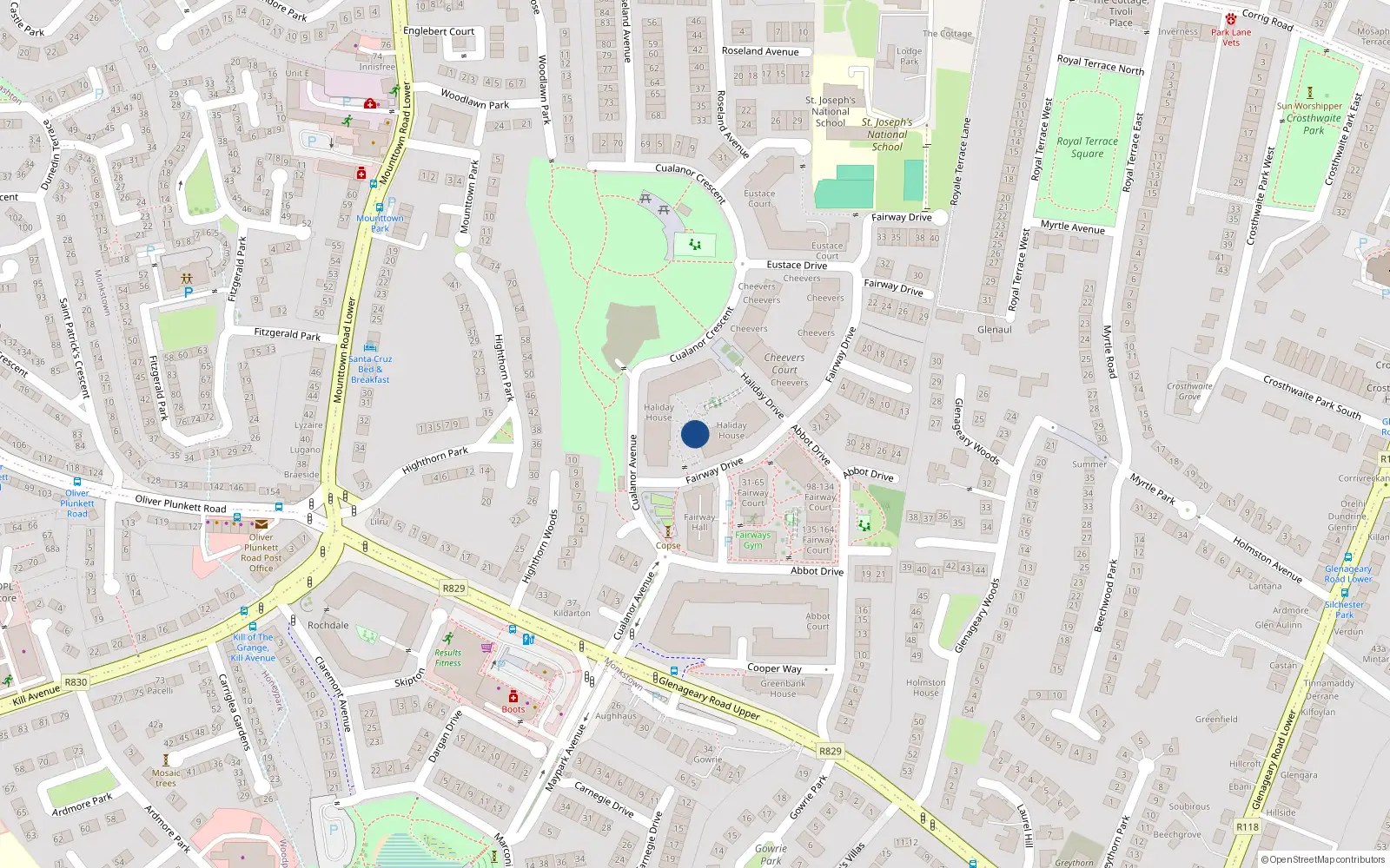 Overhead map showing the location of Apartments 1 - 186 Cheevers Court, Cualanor Avenue, Cualanor