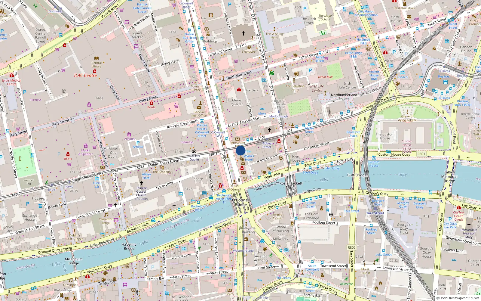 Overhead map showing the location of Apt 1, 11 O'Connell Street Lower, Dublin 1