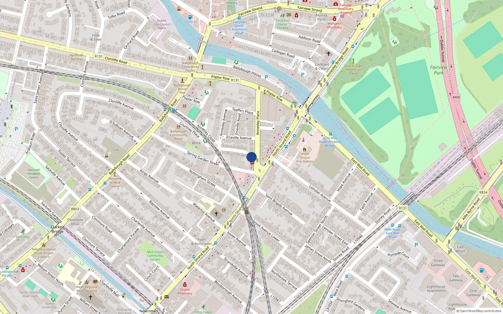 Overhead map showing the location of Apt 1 10 Annesley Place, Dublin 3, 10 Annesley Place, Dublin