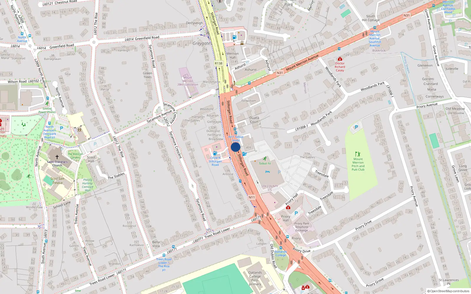 Overhead map showing the location of Apt. 1- 11 Stillorgan Haven, 407 Stillorgan Road, Stillorgan