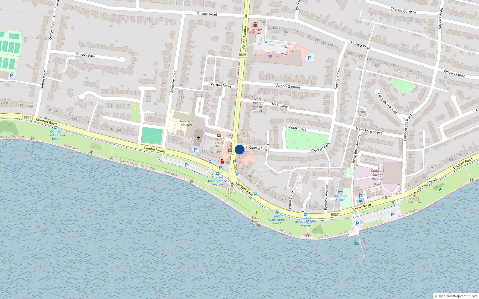 Overhead map showing the location of Apt 1, 11 Vernon Avenue, Dublin 3