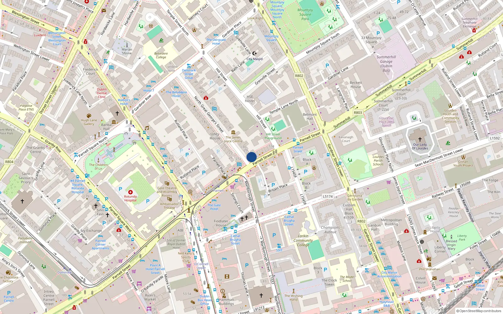 Overhead map showing the location of Apt 1, 143 Parnell Street, Dublin 1