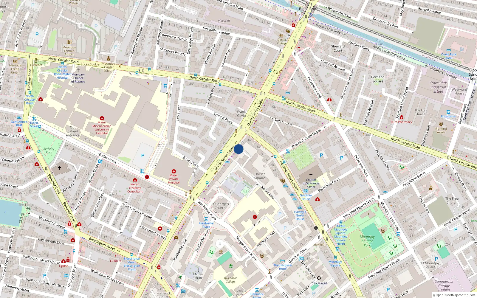 Overhead map showing the location of Apt 1 2 3, 25 Dorset Street Lower, Dublin 1