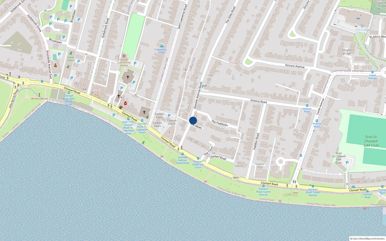 Overhead map showing the location of Apt 1, 26 Seaview Avenue North, Dublin 3
