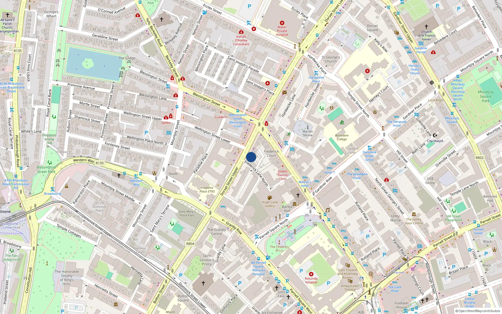 Overhead map showing the location of Apt 1, 39/40 Dorset Street Upper, Dublin 1