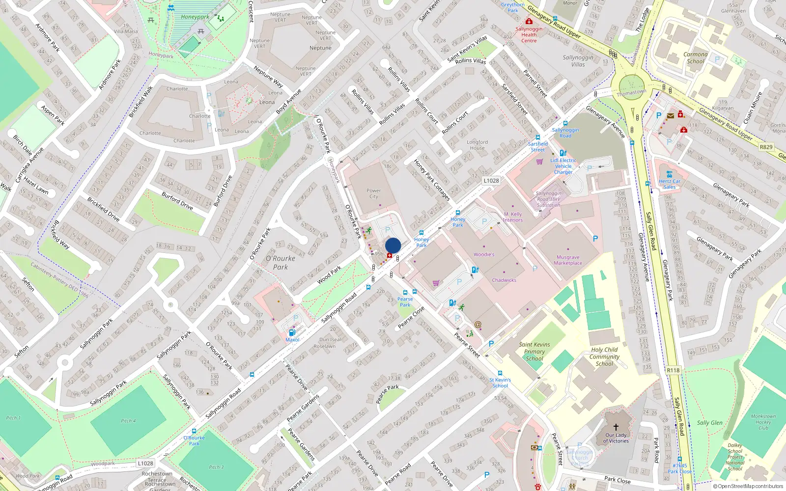 Overhead map showing the location of Apt 1, 40 Sallynoggin Road, Sallynoggin