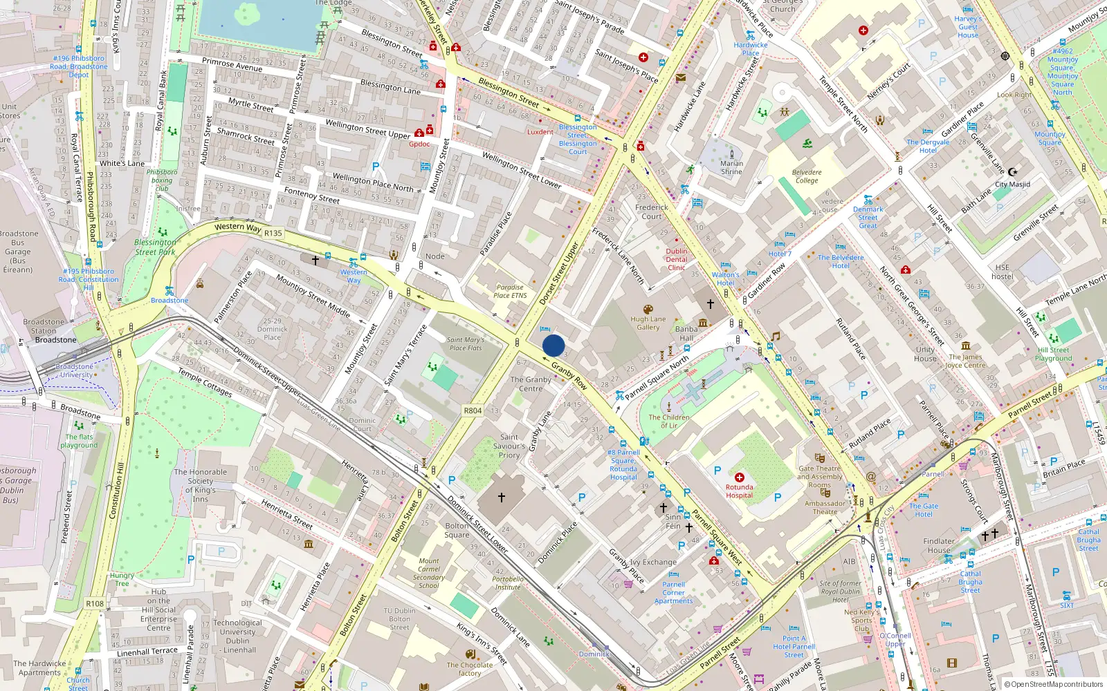 Overhead map showing the location of Apt 1, 5 Granby Row, Dublin 1