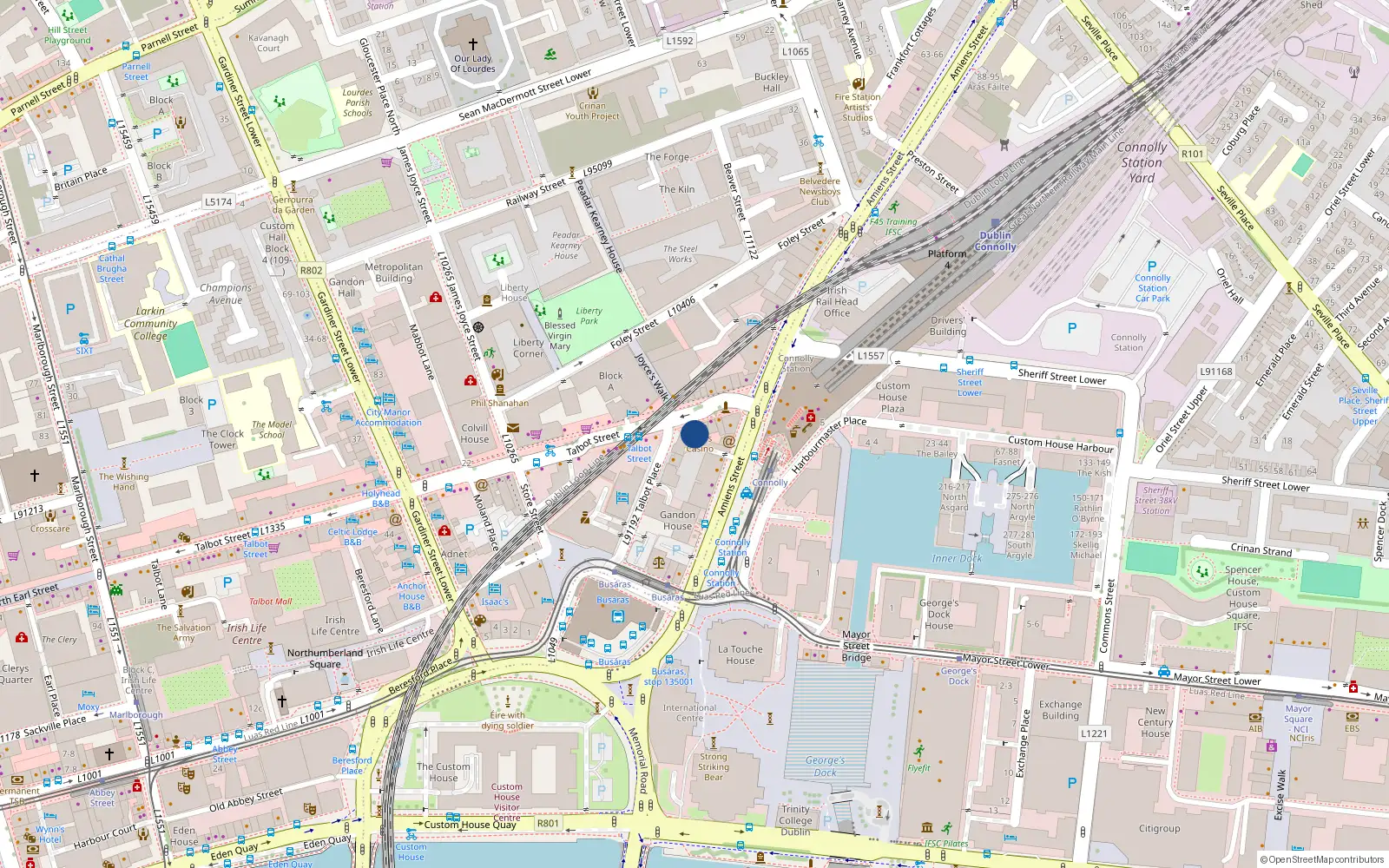 Overhead map showing the location of Apt 1, 55/56 Talbot Street, Dublin 1