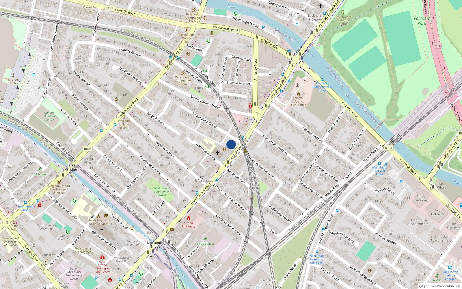 Overhead map showing the location of Apt 1, 63 North Strand, Fairview