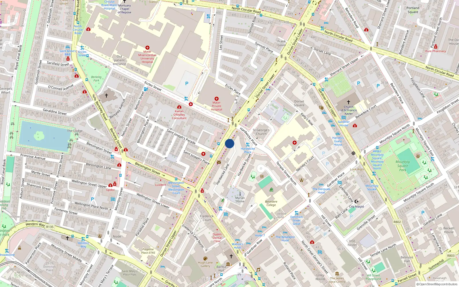 Overhead map showing the location of Apt 1 67 Upper Dorset Street, Dorset Steet, Dublin