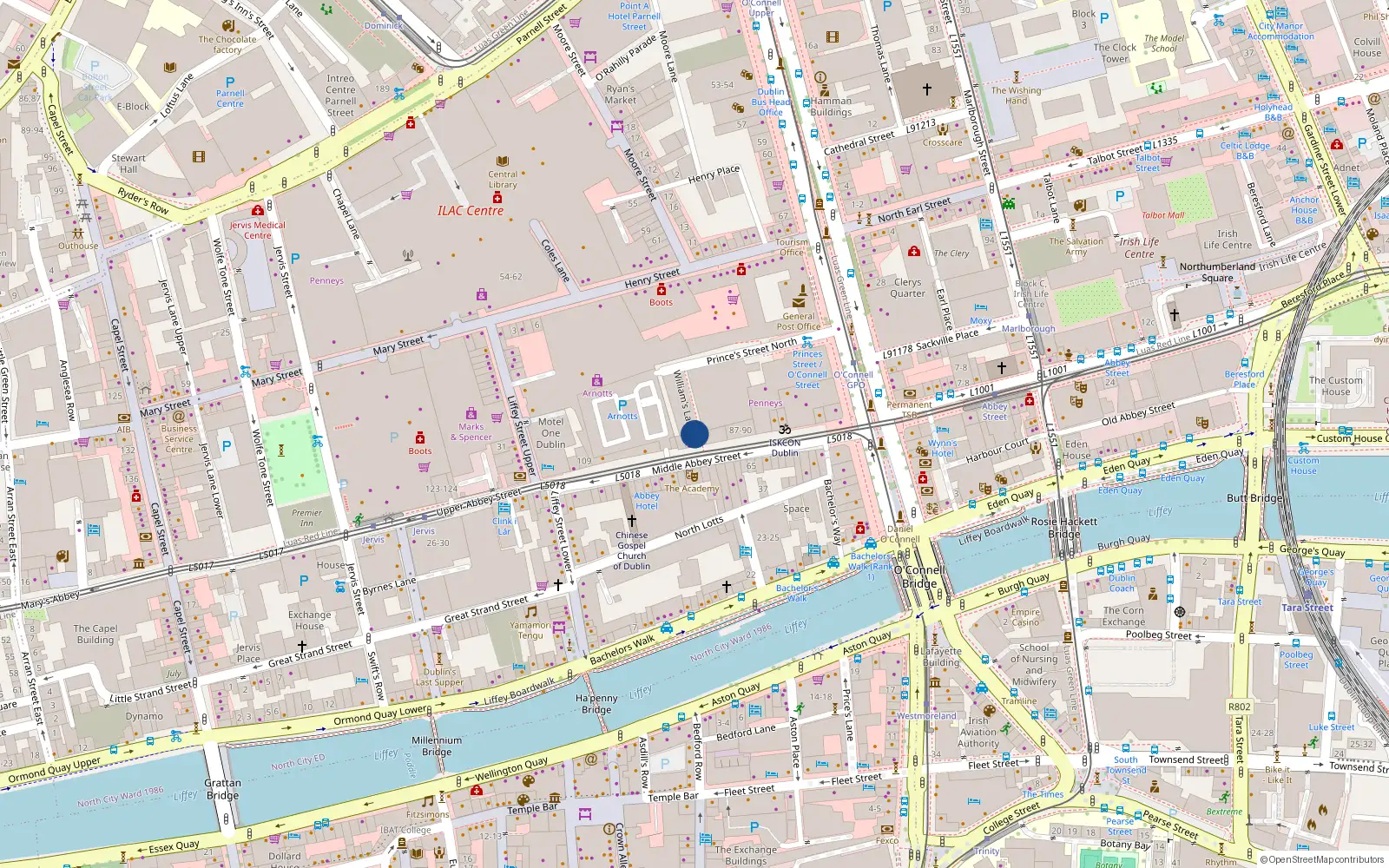Overhead map showing the location of Apt 1, 94 Middle Abbey Street, Dublin 1