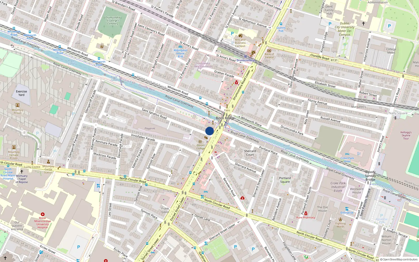 Overhead map showing the location of Apt 1 (and Others), 62 Dorset Street Lower, Dublin 1