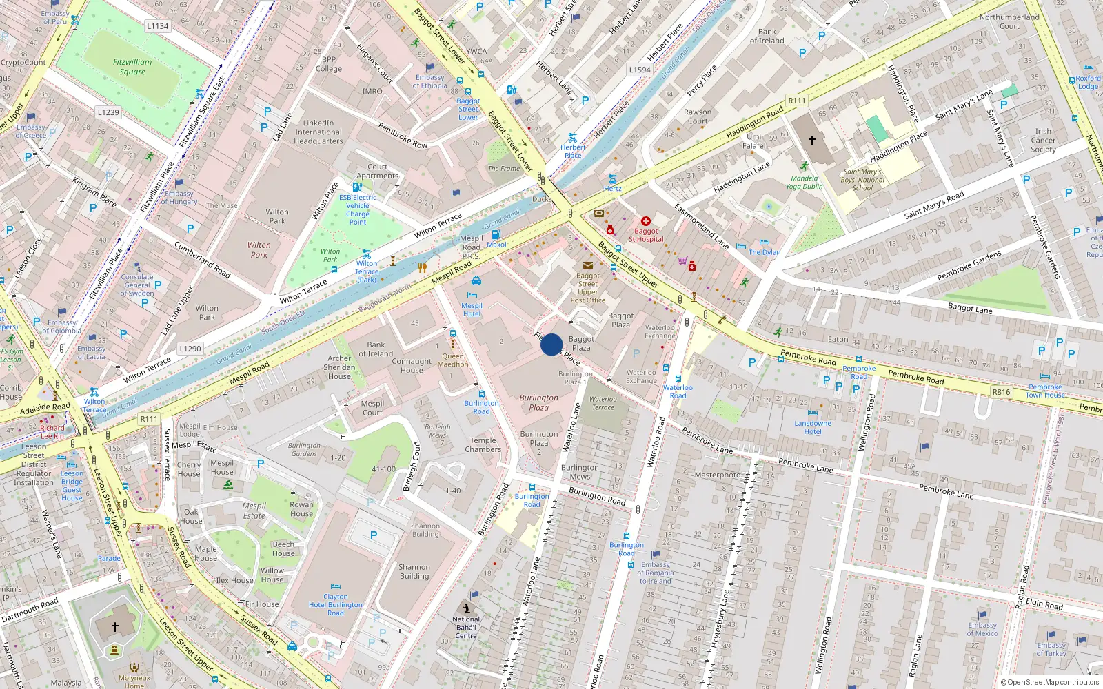 Overhead map showing the location of Apt 1 Durrow Mews, Flemming Place, Dublin 4