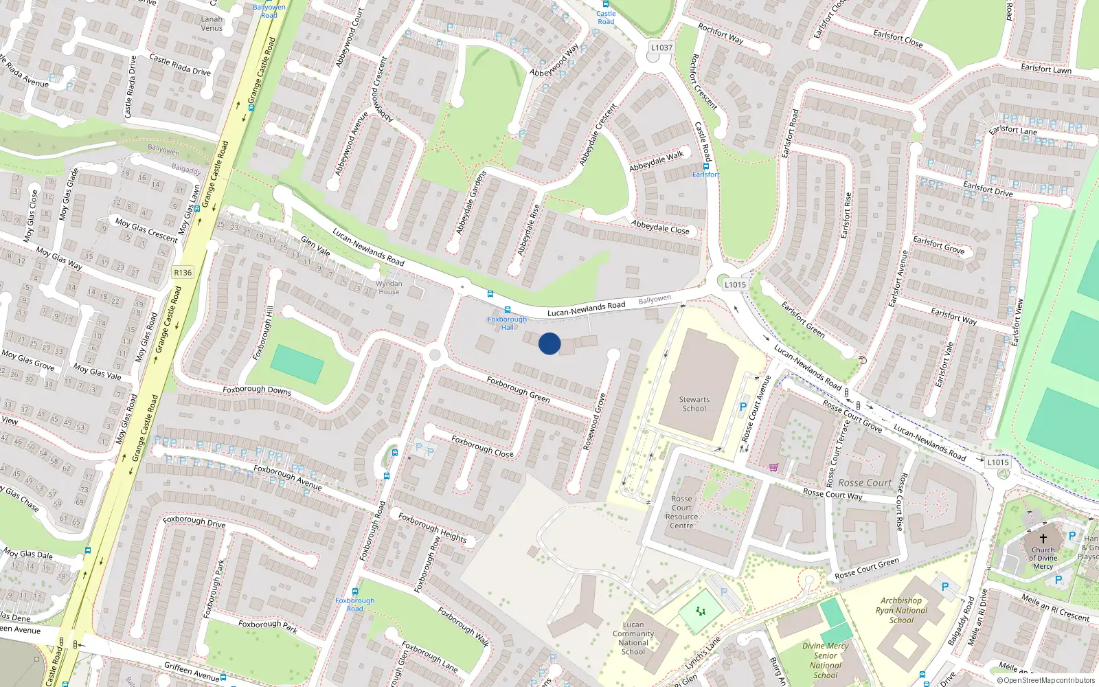 Overhead map showing the location of Apt 1, Foxborough Hall, Lucan