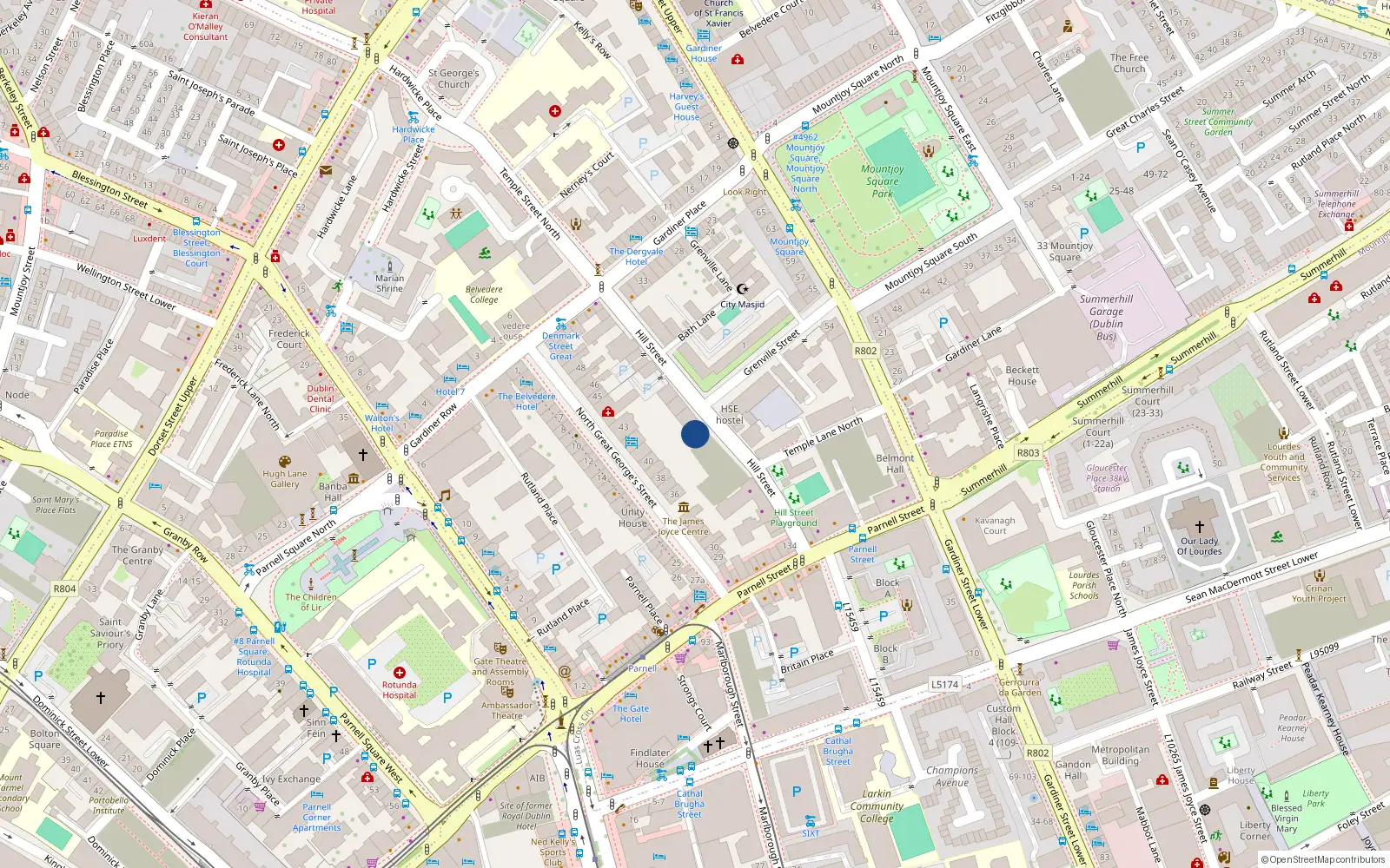 Overhead map showing the location of Apt 1, Headfort Court, 36-37 Hill St Dublin 1