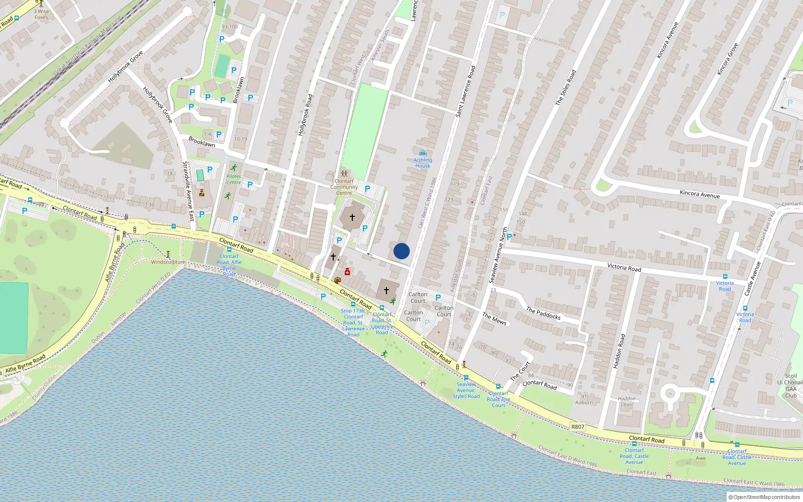 Overhead map showing the location of Apt 1 St Laurence Court, St Laurence Road, Clontarf