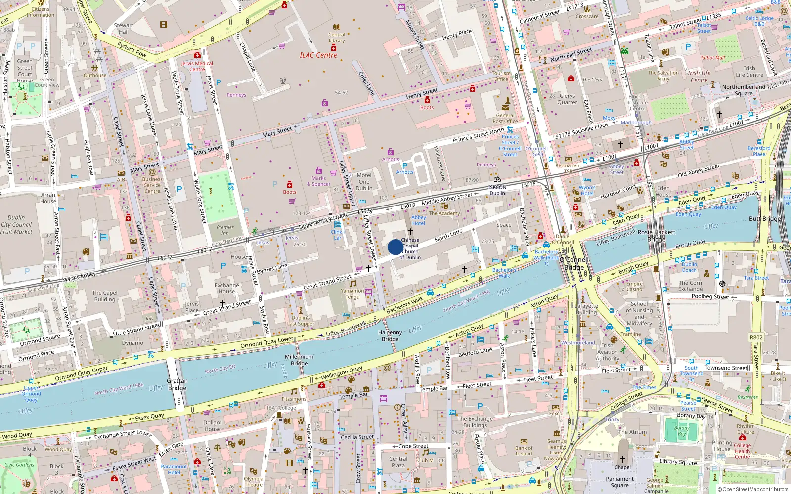 Overhead map showing the location of Apt 1, The Lotts, Lotts Lane Dublin 1